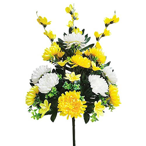 Mokylor Fiori Artificiali per Cimitero per Tomba, Bouquet di Crisantemi Artificiali Fiori Commemorativi per Tombe Fiori Finti per Tombe Sacrificali per la Decorazione di Lapidi di(Multicolore)