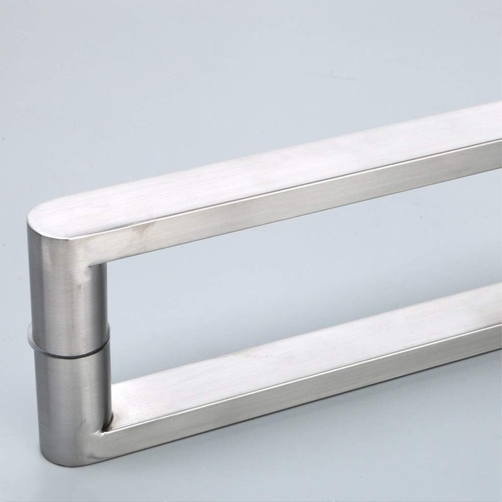 Square Shower Door Handles Hardware Back-to-Back Installation Door Knob Replacement Parts Sets for Shower Screen Bathroom Glass Door Pull Bar, Silver Stainless Steel (Size : 225mm+425mm)
