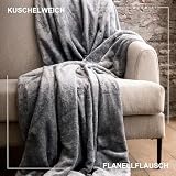 Bugatti 3300 Kuscheldecke XL 160x220cm – kuschelige Decke hellgrau, hochwertige Markenqualität aus Flanellflausch, warm und weich