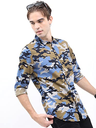 Image of Ketch Men Cotton Slim Fit Printed Full Sleeve Shirt