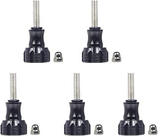 BGNing M5 Aluminum Thumbscrew 19mm Short Knob Bolt Threaded for GoPro Hero 11 Mini 10 9 8 MAX Xiaomi 4K Tripod Mount Action Camera Accessories (5pcs Screw with Cap)