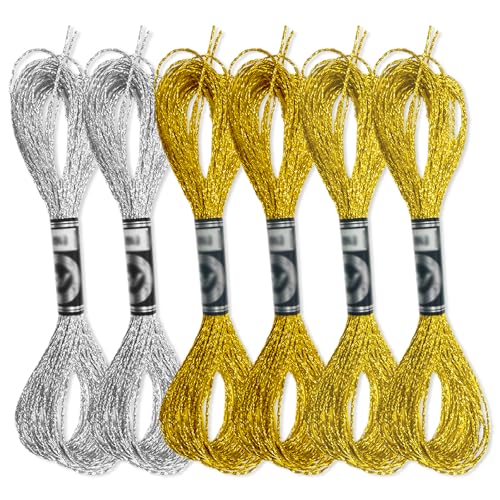 WELANE Embroidery Flosses, 6 Skeins Polyester Cross-Stitch Threads for Hand Embroidery, String Art (8m/8.74yd)