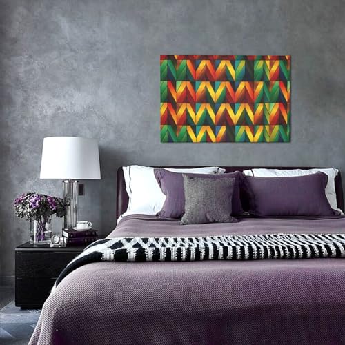 Toile triangulaire géométrique colorée OUSIKA impression moderne 45x30