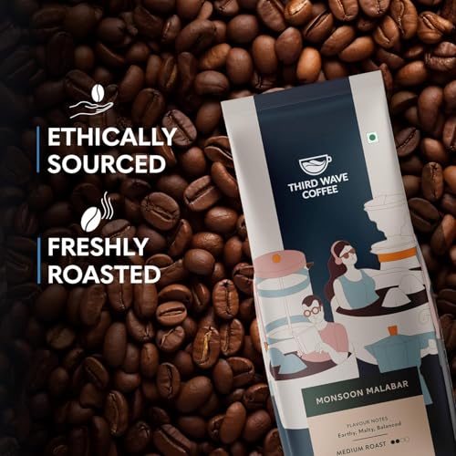Image of Third Wave Coffee | Monsoon Malabar | Medium Roast | Home Espresso| 100% Arabica Coffee | 250 g Pack of 2| Fine Grind