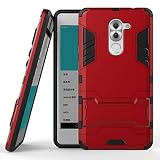Funda Honor 6X, MHHQ 2in1 Armadura Combinación A Prueba de Choques Heavy Duty Escudo Cáscara Dura PC + Suave TPU Silicona Rubber Case Cover con soporte para Huawei Honor 6X -Red