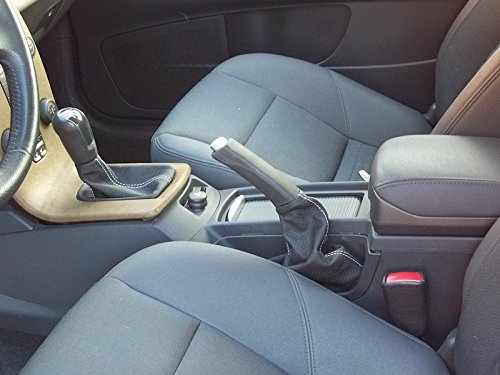 RedlineGoods ebrake Boot Compatible with Volvo S40 2004-12. Tailor Made - not Universal. Genuine top-Grade Italian Black Leather with Blue Thread