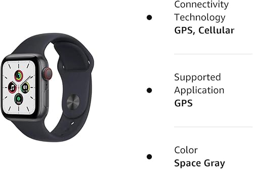 Miniatura 4 de Apple Reloj SE GPS  celular 1575in - Caja de aluminio gris espacial con correa deportiva de medianoche renovada