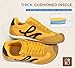 LUCKY STEP Women's Retro Tennis Fashion Sneakers Classic Casual Thin Sole Cute Comfortable Genuine Leather Trainer Ligheweight Trendy Walking Shoes(Yellow/Black,9)