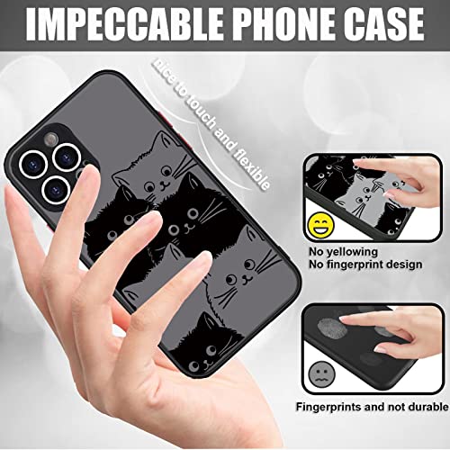 Ceckooty Case For Iphone 13 Pro Max Cases Cute Black Cat For Women Girls Kids Clear Frosted Shockproof Pc Back Protective Cover For Iphone 13 Pro Max 6.7Inch #TOP2