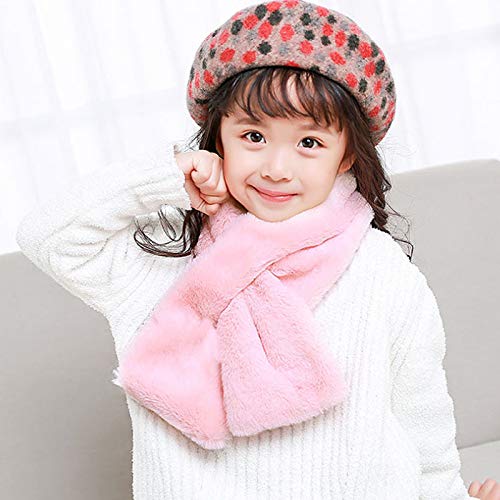 Lobagve Van Caro Warm Plush Scarf Solid Color Faux Fur Winter Neck Warmer Wrap Christmas for 3-12 Years2