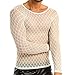 ZUYPSK Men Mesh Fishnet Long Sleeve T-Shirt See Through Sport Training Workout Tank Top Vest Clubwear (White, Medium)