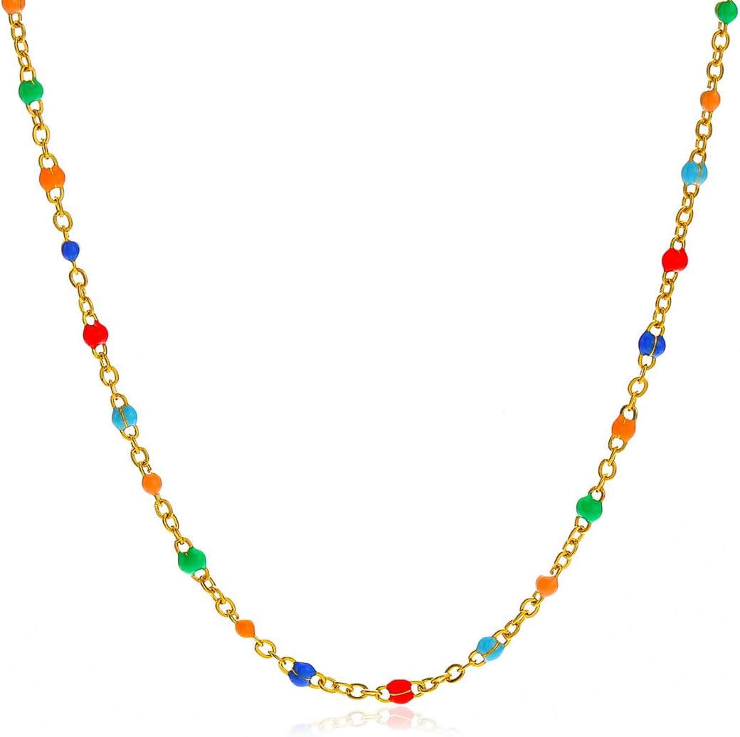 Colourful Bohemian Chain Necklace for Women 18K Gold Plated Chains Necklaces Gold Chokers Trendy Fashion Jewelry - Image 7