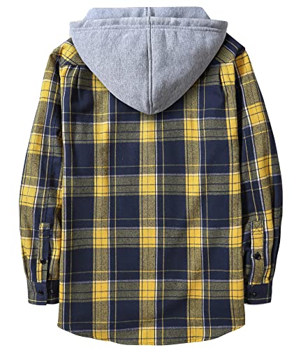Hooded Flannel Plaid Shirt for Men Long Sleeve Casual Regular Fit Button Down Shirts with Chest Pockets3