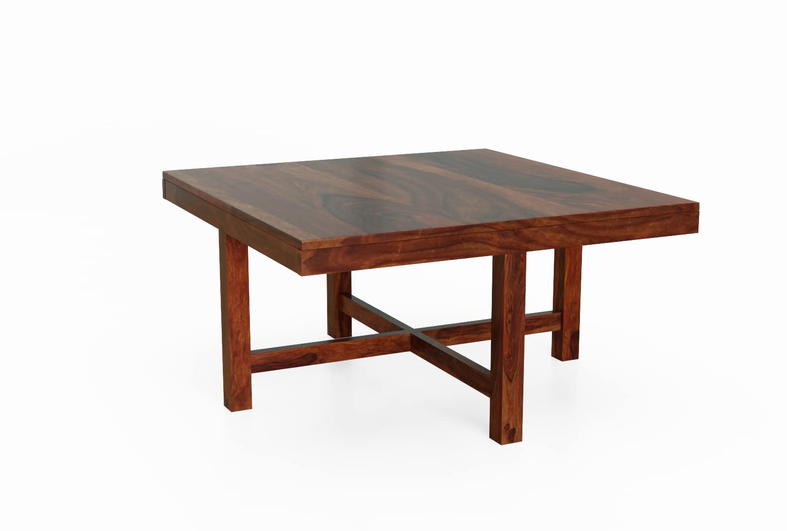 EBANSAL Wooden Centre Table with Stool, Square Center Coffee Table with  Stool for Living Room, Drawing Room Office, Solid Sheesham Wood, Natural