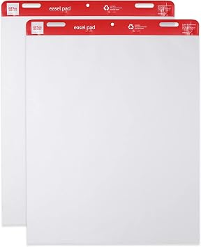 Office Depot Brand Easel Pads, 27" x 34", 50 Sheets, 30% Recycled, White, Pack of 2