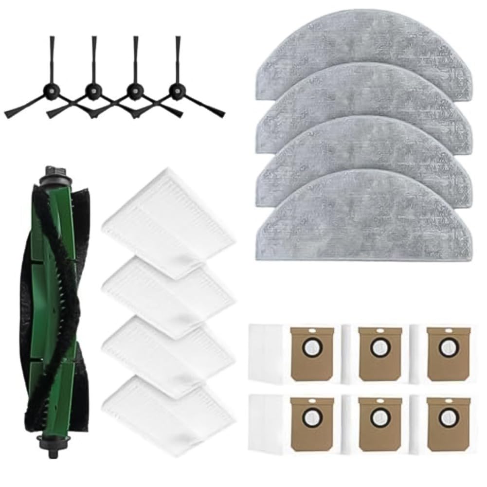 ZYNCUE Kit de cepillo principal de repuesto para cepillo lateral de filtro y bolsas de polvo para Cecotec Conga 7490 Ultimate Home X-Treme Genesis Robot Aspirador Accesorios