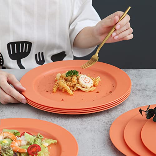 Kyraton 25cm Teller Set 8er, Abbaubar Gesunde Unzerbrechliches Plastikteller Kuchenteller für Kinder und Erwachsene, Leichte pastateller, BPA-Frei Essteller Mikrowellen