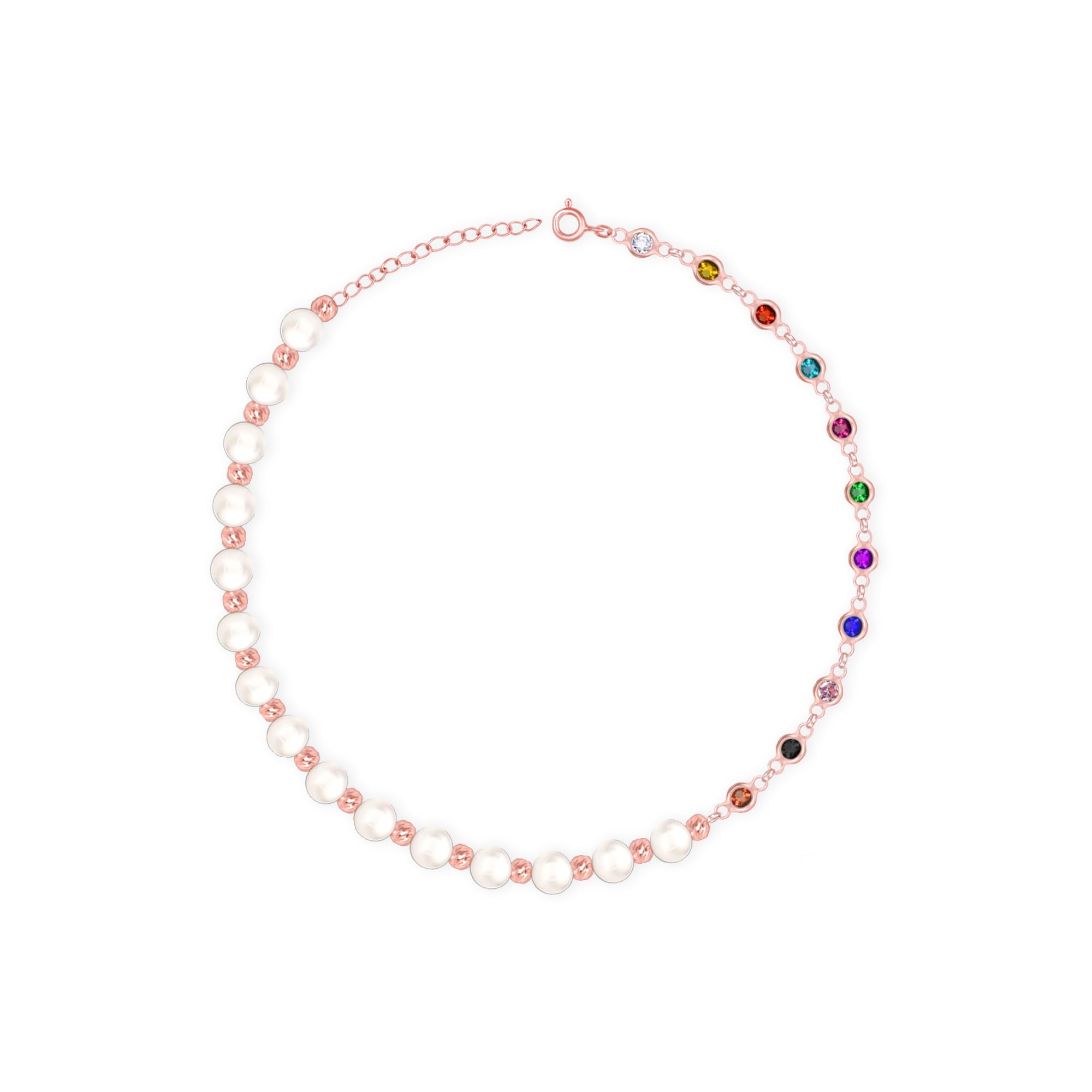 Harmony Pearl & Stone Anklet | Waterproof & Anti-Tarnish | Pure Silver Jewellery for Women | Anklet for Women | Payal for Girls | Gift for Women & Girls-image-13