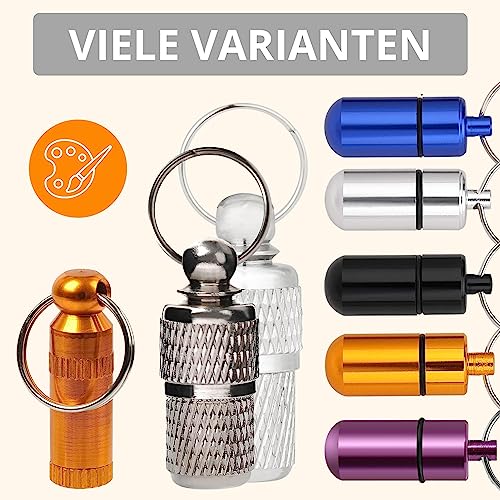 AMATHINGS Adressanhänger Hund (2 cm Länge – 6 Stück – Silber) – Halsband Anhänger für Haustiere mit Zettel zum Beschriften – Wasserdichte Anhänger Hundehalsband mit Schraubverschluss