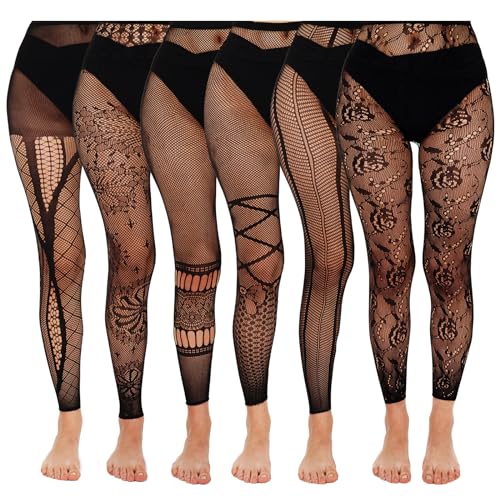 6 Pairs Fishnet Tights Stockings for Women Black Mesh Tights Net Stockings Sexy Fishnets Leggings for Party