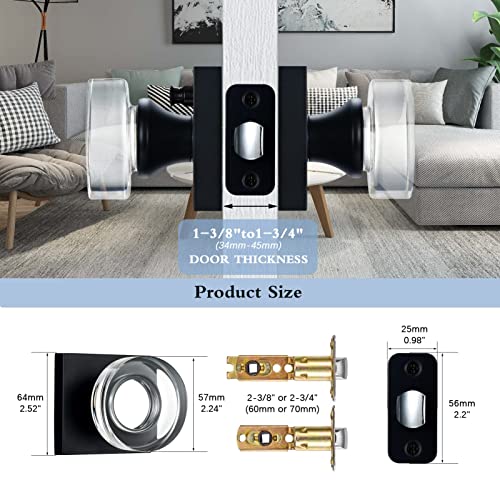 Coolnews Crystal Glass Door Knobs Interior, Privacy Door Knobs With Lock For Bathroom Bedroom, Matte Black #TOP4
