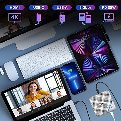 Image of AVLT USB-C Speakerphone Hub, 360 Omnidirectional Sound Conference Microphone | with PD 85W Charging, 5Gbps Data Transfer, 4K HDMI Output, Portable and Space-Saving for Meetings