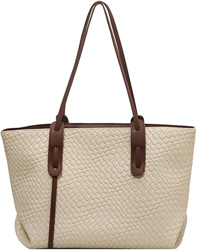 Bolso de mano de cuero tejido de lujo para mujer, bolso de hombro con asa superior, bolso de mano de trabajo