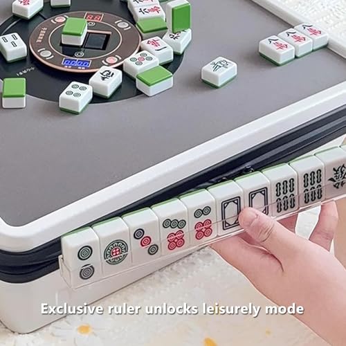 Przenośny stół mahjong z automatycznym tasowaniem, mini lekki zestaw podróżny do wypoczynku w domu i na zewnątrz, 52,8 cm x 52,8 cm x 14 cm