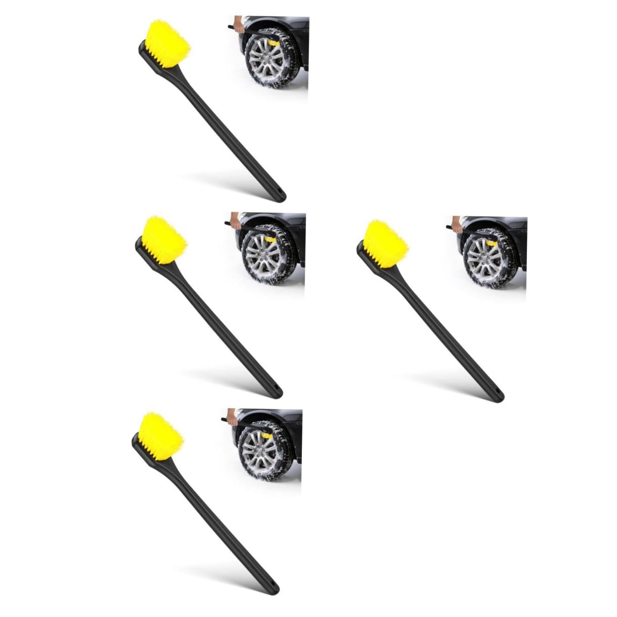 Cabilock 4 Pezzi Spazzola per Pneumatici Auto Manico, Setole Rigide | Pulizia Cerchi e Gomme, Impugnatura Ergonomica, Plastica Resistente, per Lavaggio Auto e Detailing