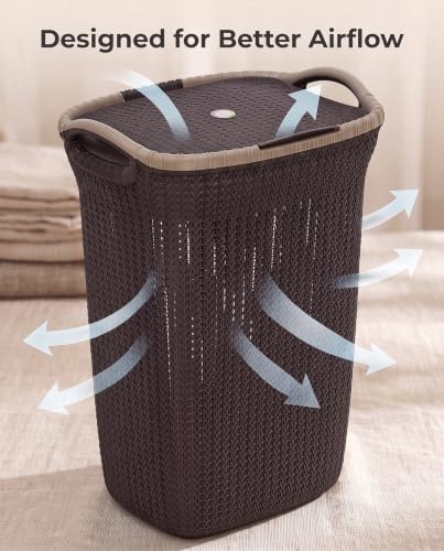Add Plastic Laundry Basket with Lid Weather Brown - Image 6