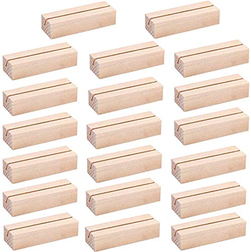 20 pièces Support Menu en Bois Porte Menu Mariage Bois Porte Photo Noms Table Bois Porte Cartes Porte Photo Support de Table pour Décorations de Mariages Cover