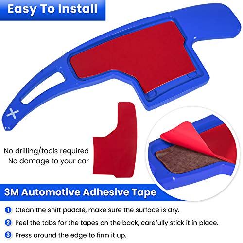 Image of E-cowlboy Steering Wheel Shift Paddle Extended Shifter Trim Cover for Ford Mustang 2015 2016 2017 2018 2019 2020 2021 2022 2023 Interior Decoration Accessories Aluminum Alloy (Blue 2PCS)