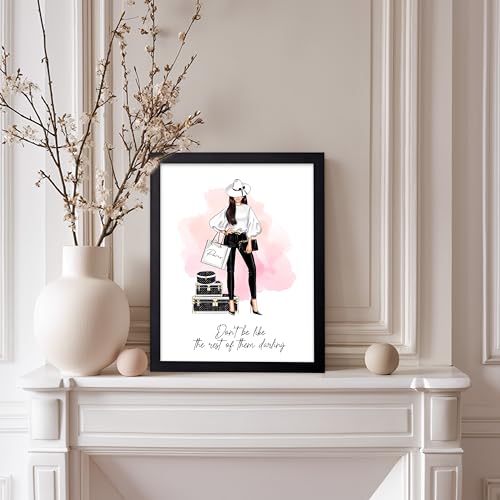 Image of Poster Master Don't Be Like The Rest of Them Darling Poster - Fashion Print - Positive Quote Art - Trendy Art - Gift for Women & Fashionista - Decor for Bedroom or Girls Room, 8x10 Black Framed