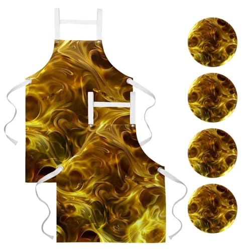 Tablier de cuisine doux à grandes poches lot de 2 pour cuisiner sans taches