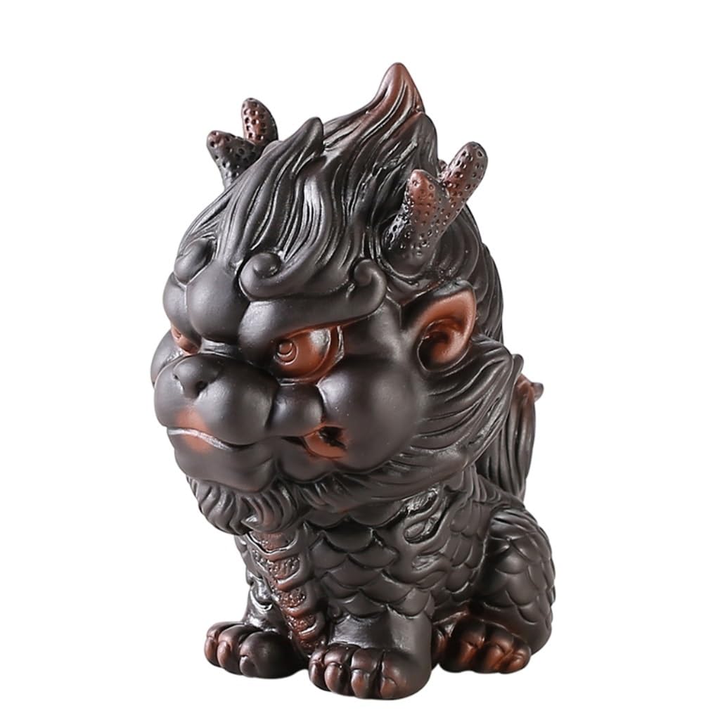 ENGENDER Kung Fu Tea Pet Chinese Kirin Tea Pet Purple Clay Tray Ornaments Zen Home Decor Ideal Accessories for Lovers