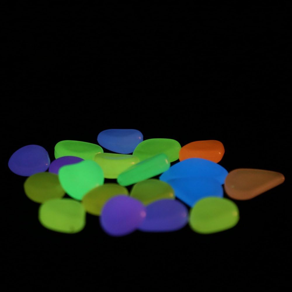 Happie Shop Glow in The Dark Glowing Decorative Stones Pebbles for Aquariums Decoration -50 Pieces