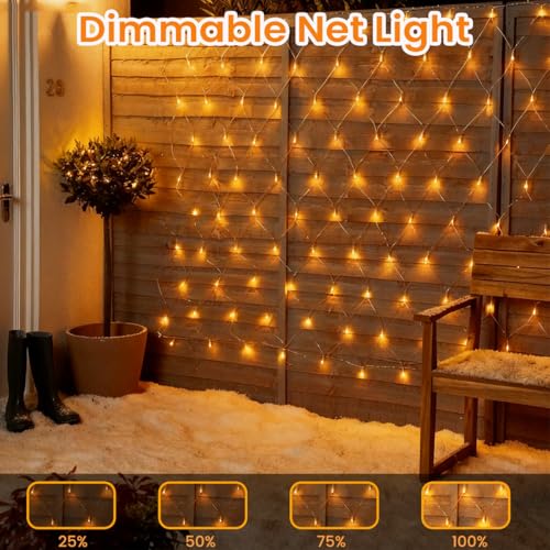 Net Lights Outdoor, 208 LED 3M x 2M Mesh Fairy Lights Plug In Christmas Net Lights with Remote Timer, 8 Modes Waterproof Outdoor Christmas Lights for Garden, Windows, Fence, Tree, Balcony Decorations - Image 3