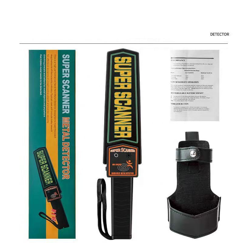 MARJI&ANUVRUTTI High Sensitivity Hand Held Metal Detector, Leather case on Handle, No Battery Included, Alarm Mode -Sound, Vibration & Led Lights for Malls, Airports, Railway Stations, Banks. 3