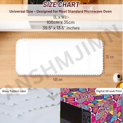 Image of Printed Microwave Oven Cover | Dustproof Waterproof Non-Slip Fabric Cover | Kitchen Decorative Appliance Protector | Kitchen Appliance Cover. (MultiColor)