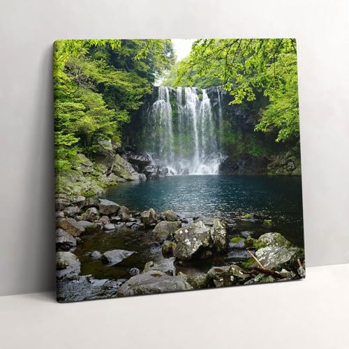 Décoration murale cascade et rivière tableau nature salon 60x60