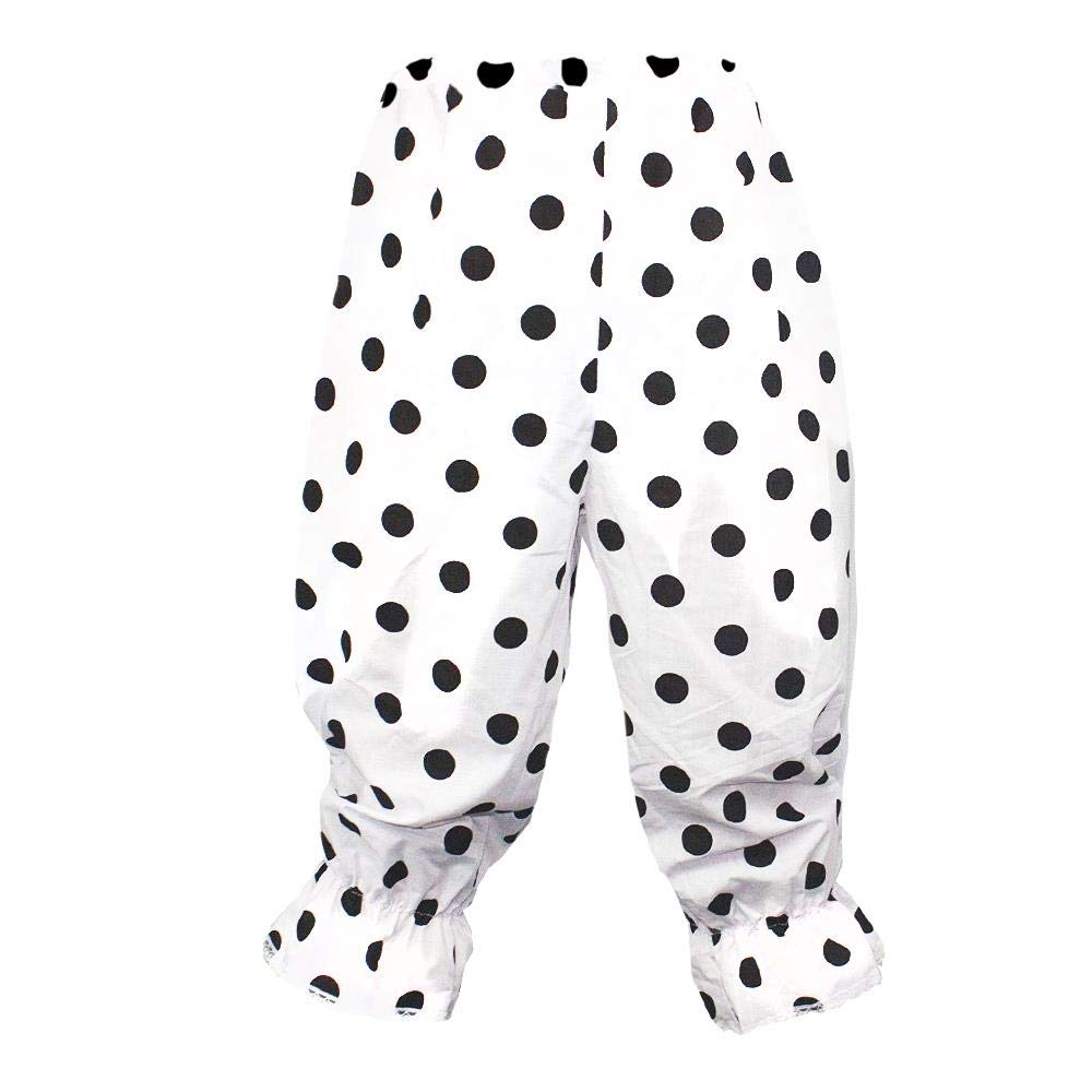 The Dragons Den Adults Full Length Polka Dot Frilly Rag Doll Clown Pants Circus Big Top Fancy Dress [White Black Spot S-M] — image 1