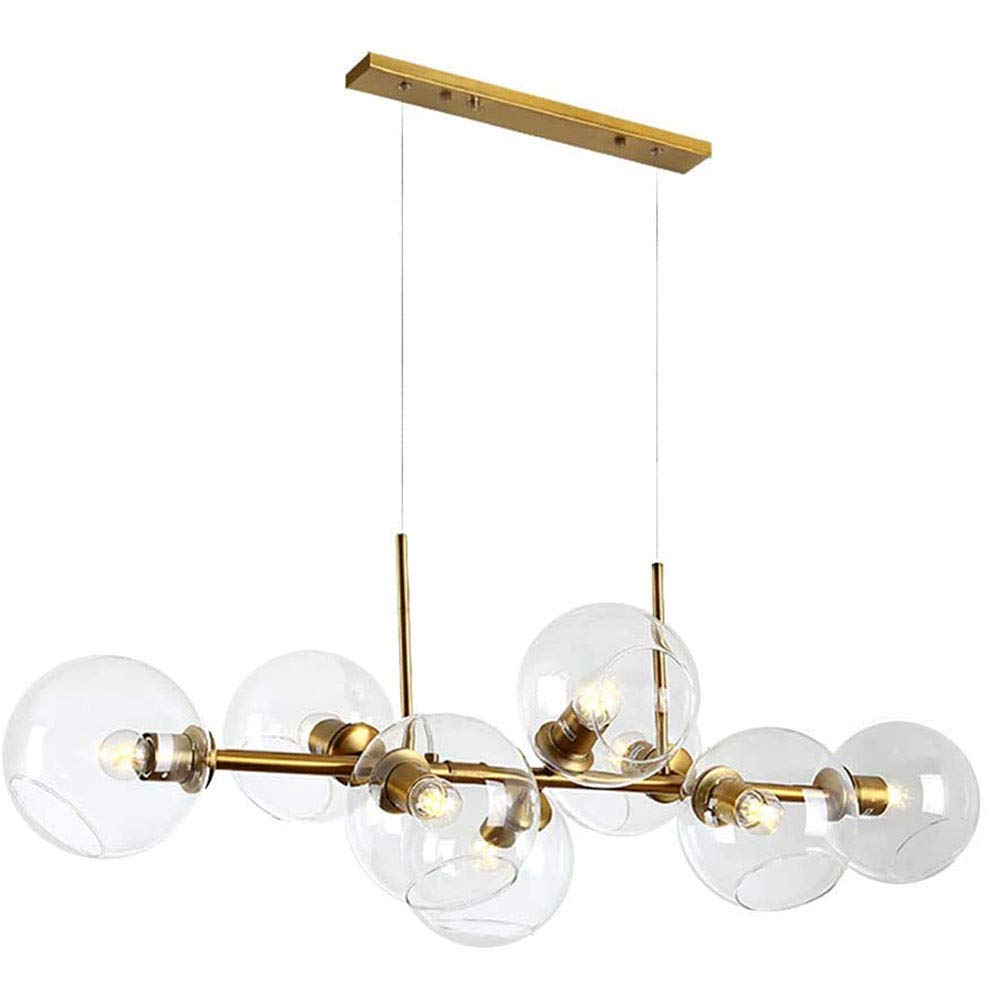 WECDS Lamp Pendant Light Chandelier Ceiling Light Simple Modern Pendant Fixture 8 s Transparent Glass Shade Pendant Hanging for Kitchen Dining Room Living Room,Black -8 Lights,Soot Lampshade.