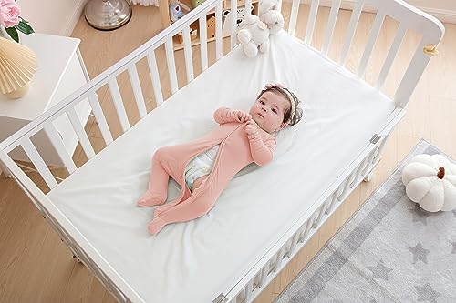 TWINOR Baby Footed Pajamas with Mittens, Soft Bamboo Viscose One-Piece Romper for Newborn Infant 2-Pack2