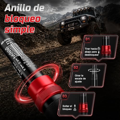 Miniatura 7 de Hychika Llave Dinamométrica 1 2 40-220 Nm - Precisión 2 , 72 Dientes Doble Sentido Para Coches, Camiones Y Motos, Mecanismo Click, Con Adaptador 3 8 , Alargue Y Vasos 17, 19, 21mm