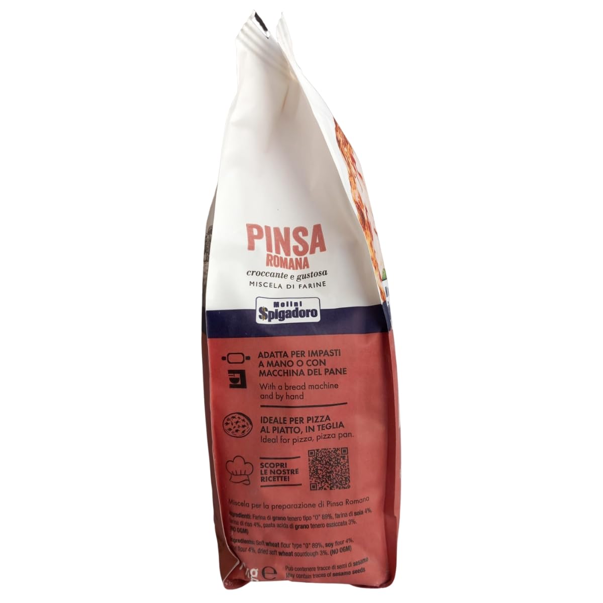 Molini Spigadoro Mix Pinsa Romana (10pezzi x 1kg) miscela con farina da grano 100% Italiano, Decorticato e farina di riso e soia, ottima per pizza e impasti ad alta idratazione