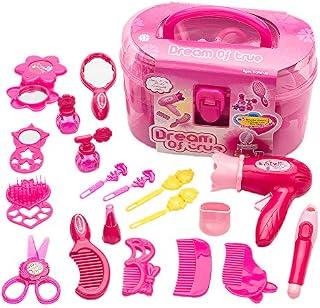 Kids Beauty Salon Set Toys Little Girl Makeup Kit Pretend Play Hair Station