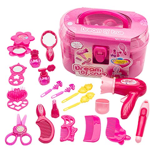 Kids Beauty Salon Set Toys Little Girl Makeup Kit Pretend Play Hair Station