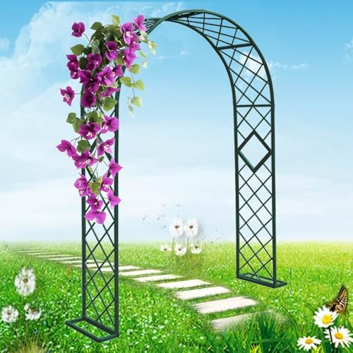 Metal Garden Arch Trellis - Outdoor Wedding Decoration, White Rose Arbor Pergola for Climbing Plants, Durable & Stylish Garden Arbors (W 86 x H 91 in)