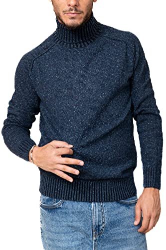 Pull à col roulé bleu anti-irritation en laine mélangée confortable - 2