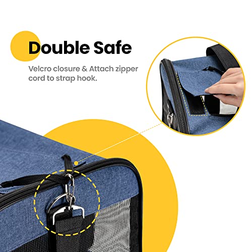 Conlun Cat Carrier Airline Approved, Soft-Sided Dog Carrier With Inner Safety Leash, Pet Transport Carrier For Small-Medium Cats Puppies Up To 15 Lbs, Collapsible Travel Kitten Carrier Bag -Blue M #TOP2
